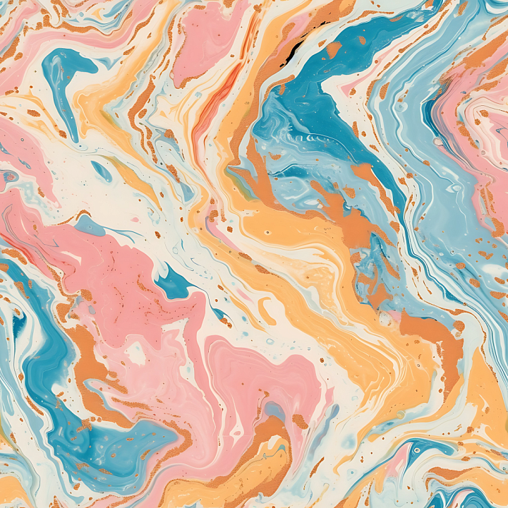 Creamsicle Marble with Vivid Pastel Colored Veins and Glossy Finish seamless PBR texture preview
