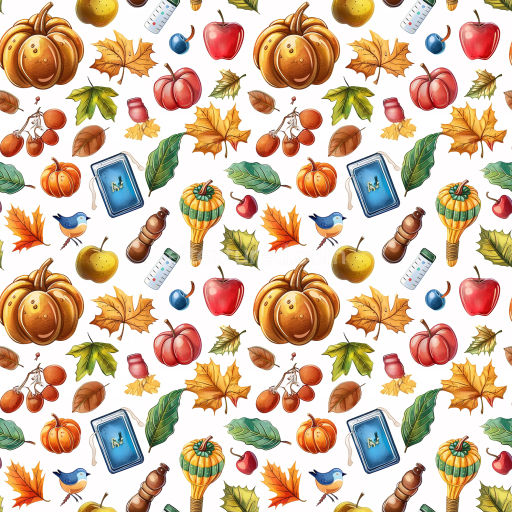 Preview — Seamless 3D PBR Texture Featuring Colorful Thanksgiving Harvest Pattern