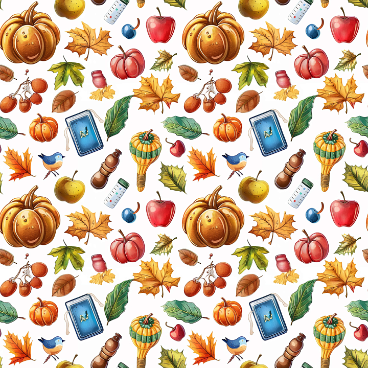 Featuring Colorful Thanksgiving Harvest Pattern seamless PBR texture preview