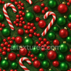seamless Seamless 3d texture pbr 8k christmas candy winter berries christmas garland red baubles green baubles texture 8k free download PBR