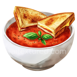 seamless Breakfast Bowl of Tomato Soup with Grilled Cheese Sandwiches Illustration texture 8k free download PBR
