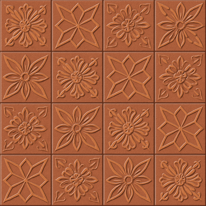 Patterned Terracotta Tile seamless PBR texture preview