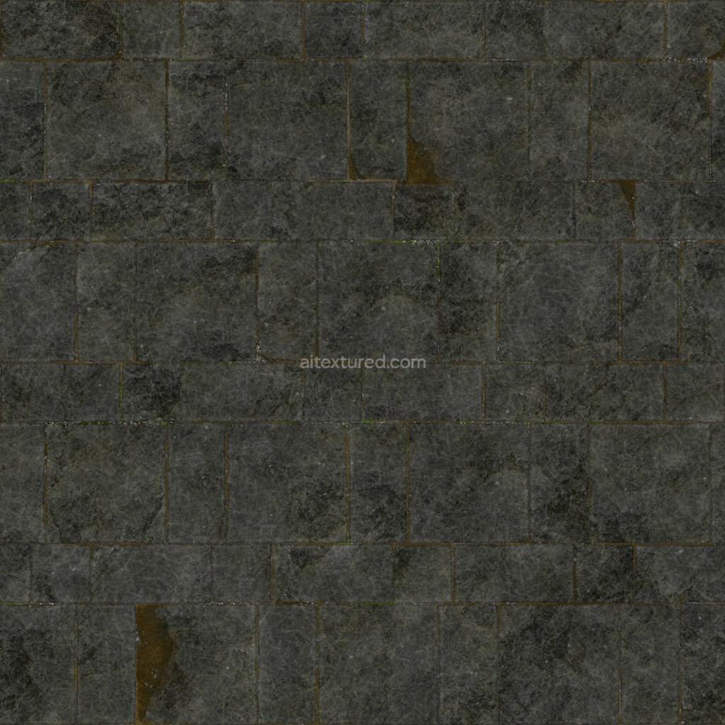 Seamless dark stone tiles PBR texture for 3D modeling