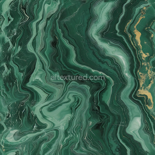 Seamless 3D PBR Guatemala Green Polished Marble Texture with Flowing Veins & Gold Details