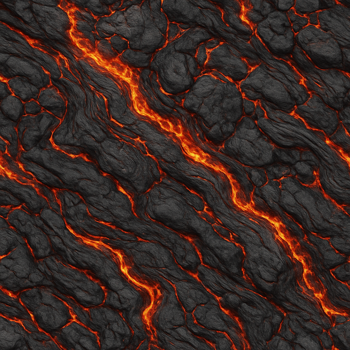 Volcanic Lava Flow With Basaltic Rock And Shattered Crust Features seamless PBR texture preview