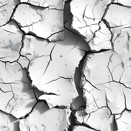 Cracked White Plaster PBR Texture with Chunky Fractures and Jagged Edges seamless Cracked & Holes PBR texture