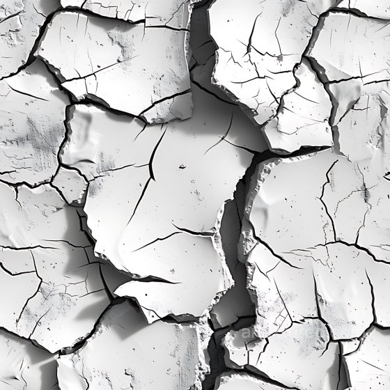 Cracked White Plaster PBR Texture with Chunky Fractures and Jagged Edges Cracked & Holes texture preview