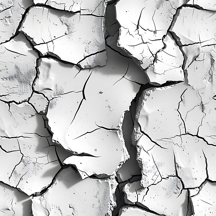 Cracked White Plaster with Chunky Fractures and Jagged Edges seamless PBR texture preview