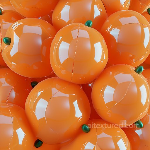 Inflated Glossy Orange Vinyl Texture with Rounded Bubble Structure seamless Inflated PBR texture