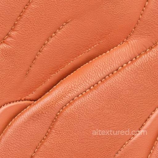Pebbled Orange Leather PBR Texture Featuring Stitched and Padded Panels seamless Leather PBR texture