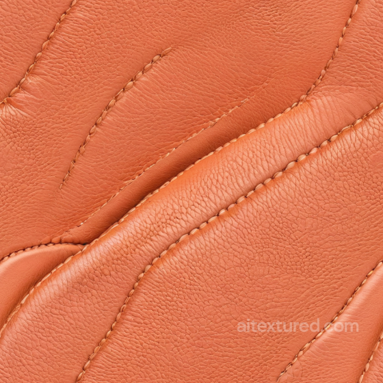 Pebbled Orange Leather PBR Texture Featuring Stitched and Padded Panels Leather texture preview