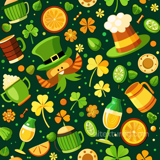 with St Patrick Themed Cartoon Icons and Shamrocks seamless St patrick digital paper bundle PBR texture
