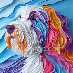 seamless Seamless 3D PBR Texture of Bearded Collie Inspired Multicolor Stylized Fur texture 8k free download PBR