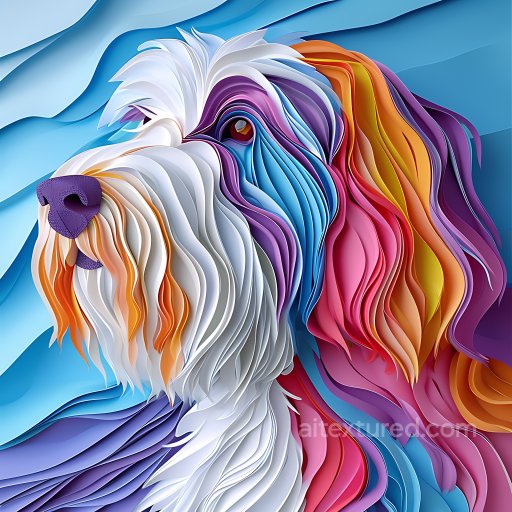 Animal - Seamless 3D PBR Texture of Bearded Collie Inspired Multicolor Stylized Fur texture preview