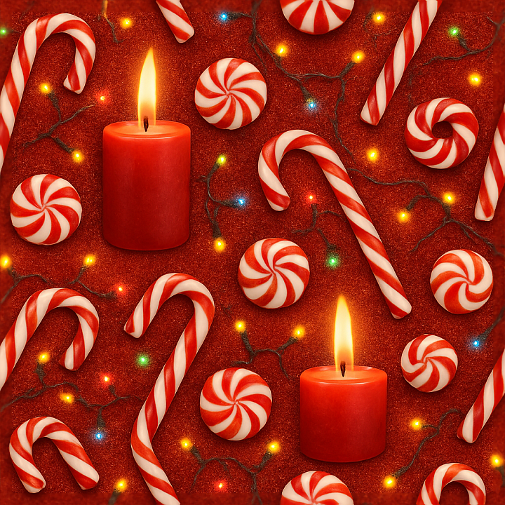 Holiday Candle Candle Wax Candle Flame Candy Cane Striped Candy seamless PBR texture preview