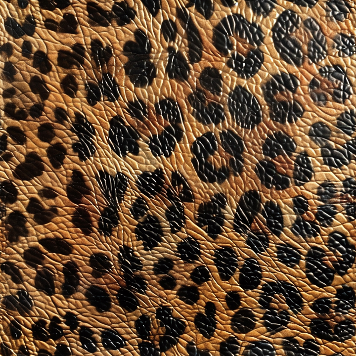 Leopard Print Pebbled Leather in Warm Brown and Black seamless PBR texture preview