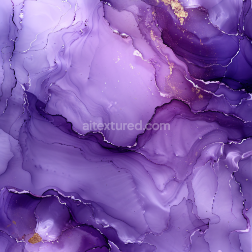 Seamless 3D Alcohol Ink PBR Texture Featuring Luxurious Purple and Gold Veins