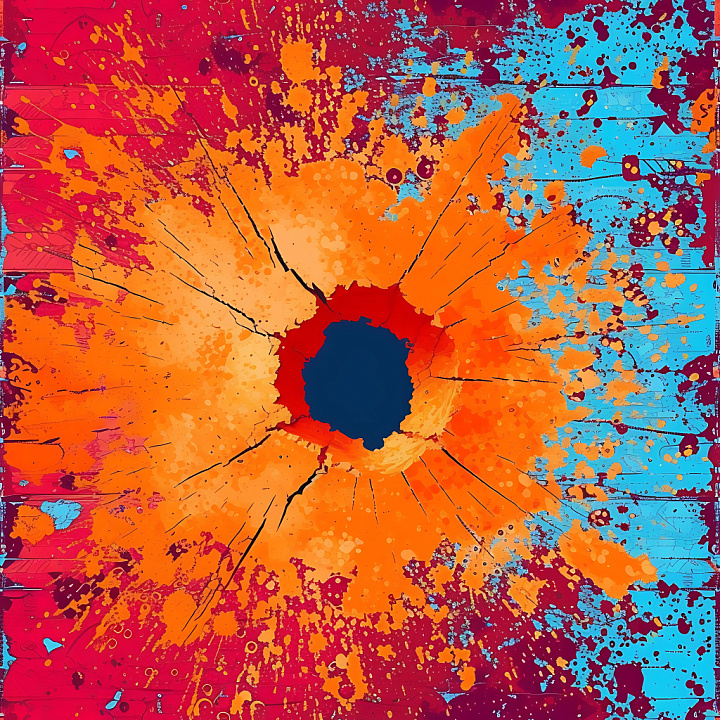 Cracked & Hole with Vibrant Multicolor Paint Detailing seamless PBR texture preview
