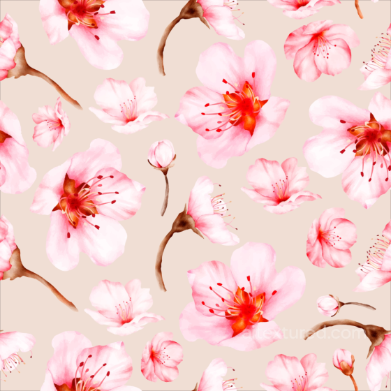 Watercolor Cherry Blossom Floral Texture in Soft Pink and Beige Watercolor Cherry texture preview