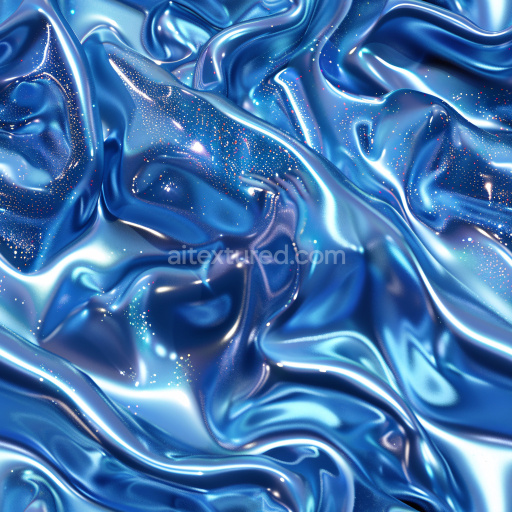 Seamless 3D PBR Texture of Glossy Blue Satin Fabric with Glitter Sparkles