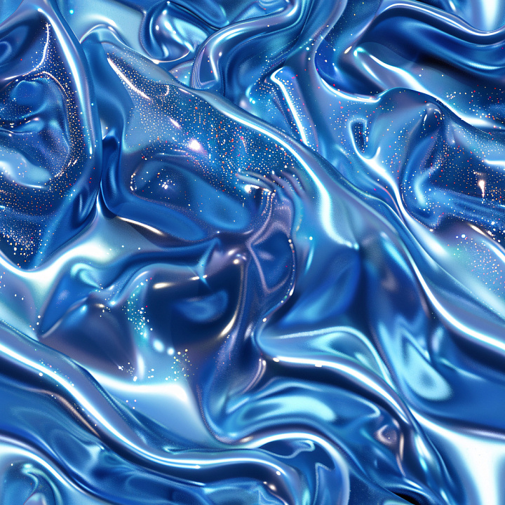 Glossy Blue Satin Fabric with Glitter Sparkles seamless PBR texture preview