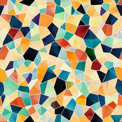 Seamless 3D PBR Mosaic Texture with Irregular Multicolor Glossy Ceramic Tiles texture preview