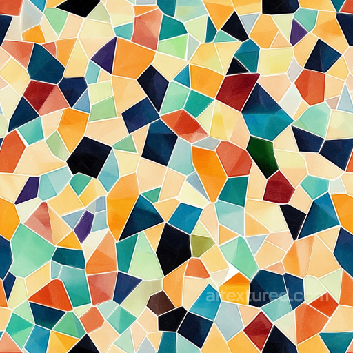 Mosaic Texture with Irregular Multicolor Glossy Ceramic Tiles seamless Mosaic PBR texture