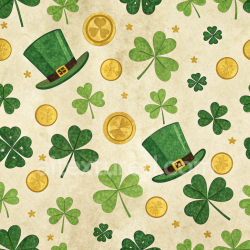 seamless Seamless 3D PBR St Patrick Digital Paper Texture Featuring Shamrocks and Leprechaun Hats texture 8k free download PBR