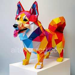 seamless Seamless 3D PBR Texture Featuring Bright Origami Dog Geometric Color Patches texture 8k free download PBR