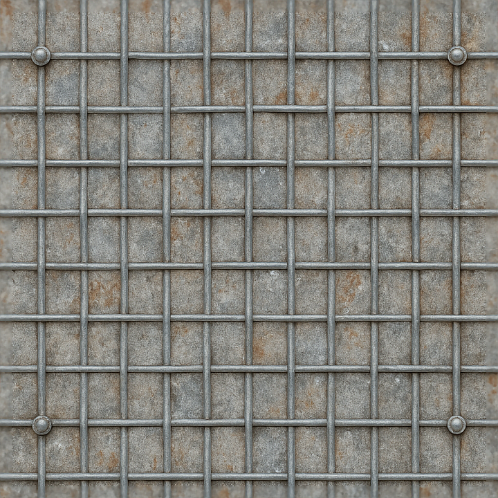 Metal Fence With Galvanized Metal And Oxidized Metal Surfaces seamless PBR texture preview