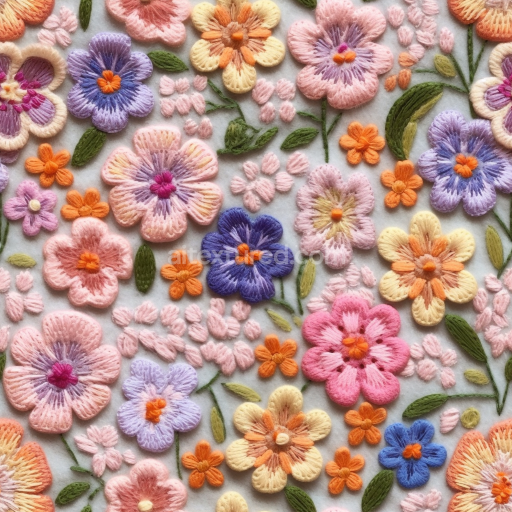 Preview — Seamless 3D PBR Texture of Multicolored Embroidered Floral Fabric