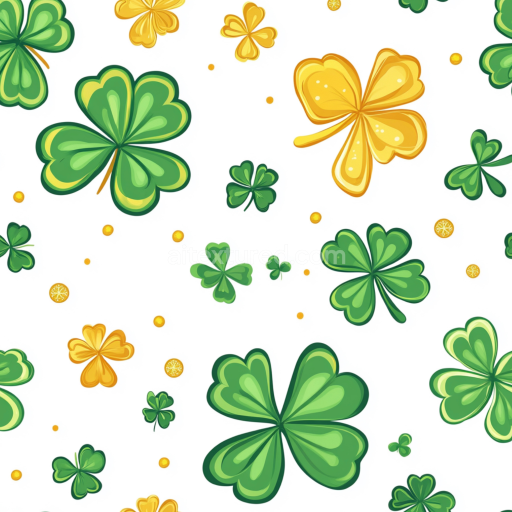 Seamless 3D PBR Shamrock Leaf Digital Paper Texture with Green and Yellow Clovers