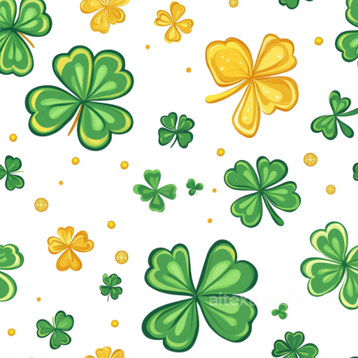 Shamrock Leaf Digital Paper Texture with Green and Yellow Clovers seamless St patrick digital paper bundle PBR texture