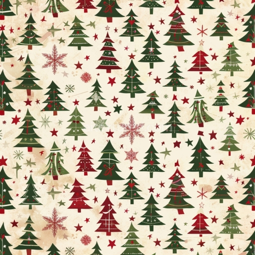Seamless 3D PBR Texture of Christmas Paper Featuring Red and Green Xmas Trees