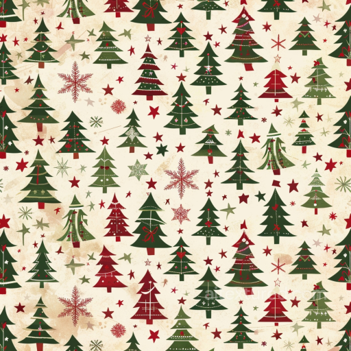 Featuring Retro Christmas Trees & Festive Stars seamless All Christmas Digital paper PBR texture