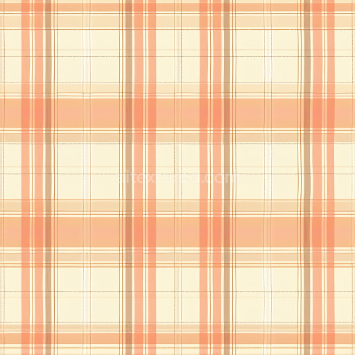 Seamless 3D PBR Plaid Fabric Texture Featuring Soft Peach and Cream Stripes