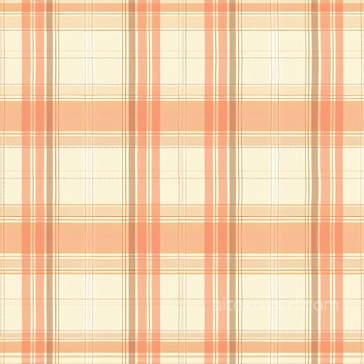 Seamless 3D PBR Plaid Fabric Texture Featuring Soft Peach and Cream Stripes texture preview