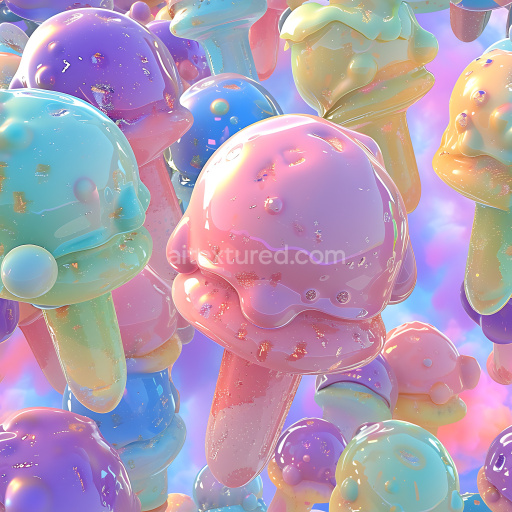 Seamless 3D Inflated Glossy Plastic Bubbles PBR Texture in Pastel Gradient Colors