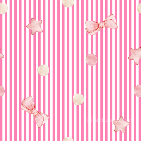 Pink Striped Fabric Texture with Bows and Stars Baby girl texture preview