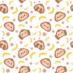 Pattern Bundle - Seamless 3D Pattern PBR Texture with Cute Monkey Faces, Bananas & Flowers texture preview