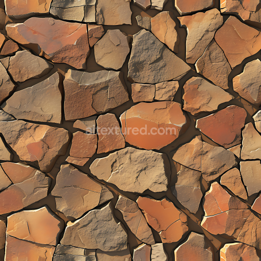 Seamless 3D Weathered Stone Wall PBR Texture with Warm Earthy Hues and Natural Cracks
