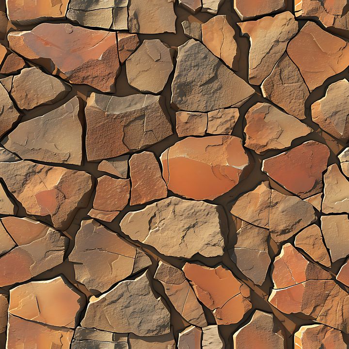Weathered Stone Wall with Warm Earthy Hues and Natural Cracks seamless PBR texture preview