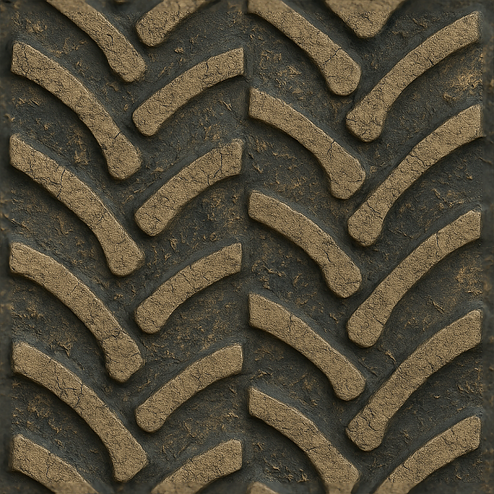 Tractor Tire With Cross Tread And Deep Tread Pattern For Agricultural V… seamless PBR texture preview