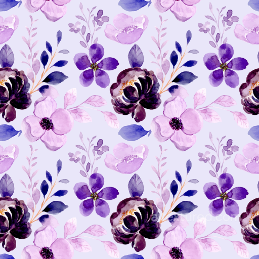 Purple Flower Watercolor Floral Fabric Texture seamless Purple Flower PBR texture