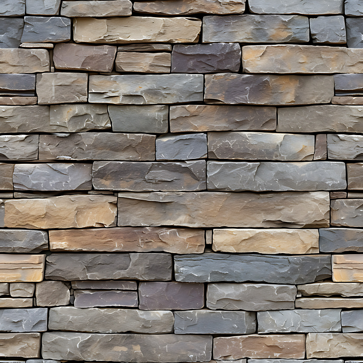 Weathered Stone Wall with Varied Earth Tones seamless PBR texture preview