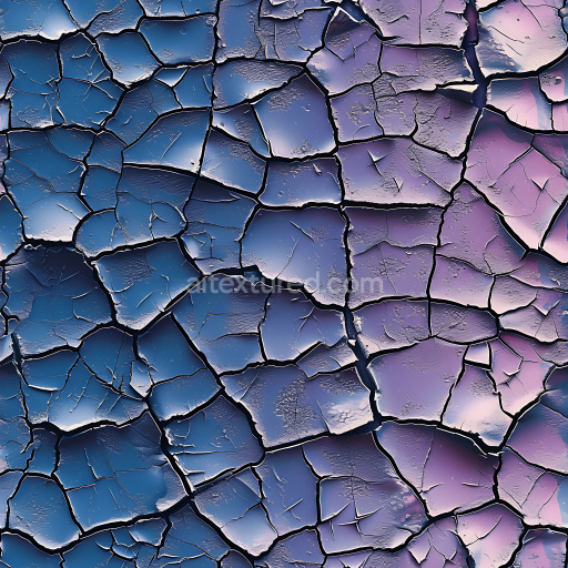 Seamless 3D Cracked & Holes PBR Texture Featuring Blue-Purple Peeling Paint