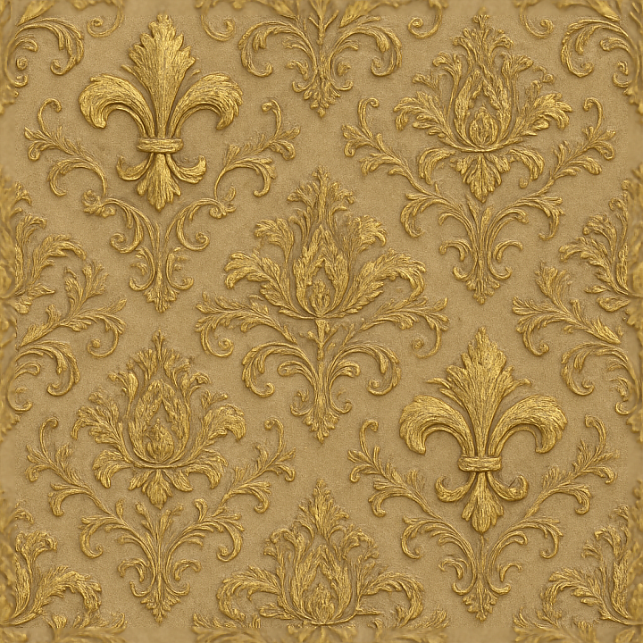 Fleur De Lis Damask Wallpaper With Embossed Metallic Accents Finish seamless PBR texture preview