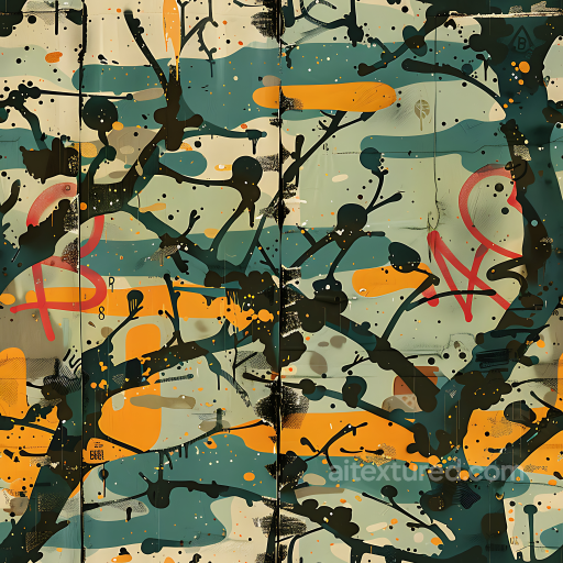 Urban Graffiti-Style Camouflage PBR Texture with Abstract Paint Splatters seamless Color Camouflage PBR texture