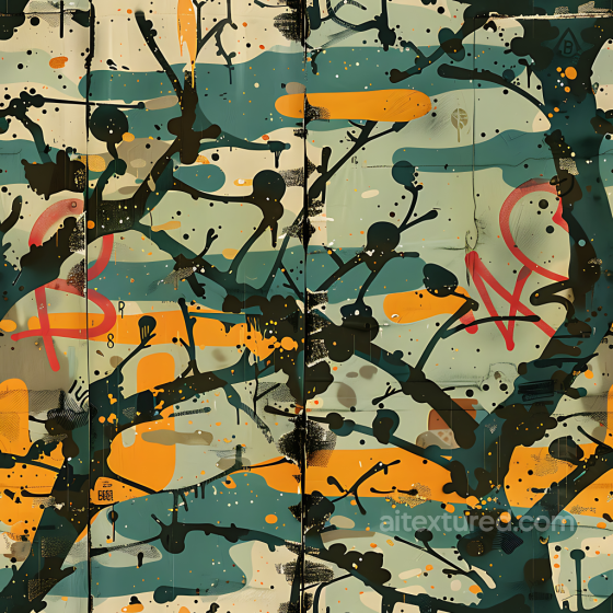 Urban Graffiti-Style Camouflage PBR Texture with Abstract Paint Splatters Color Camouflage texture preview