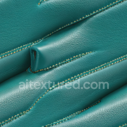 seamless Seamless 3D PBR Turquoise Pebbled Leather Texture with Distinctive Stitching and Padded Panels texture 8k free download PBR